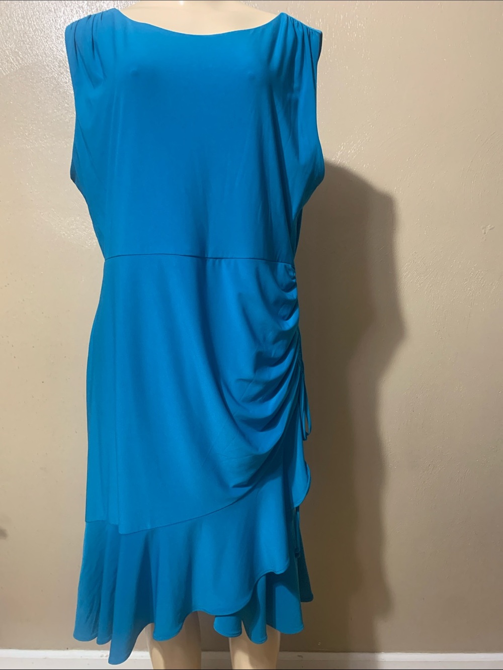 Lane Bryant 14/16 Sleeveless Ruched Ruffled Midi Dress in Teal NWT
